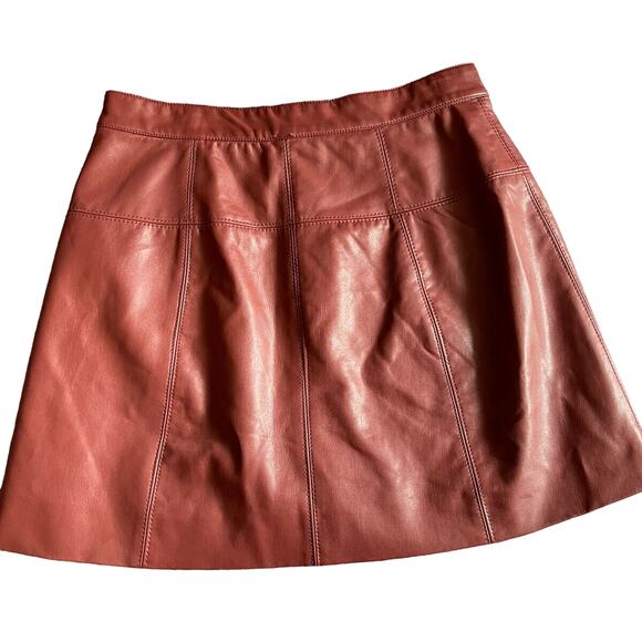 Free People Maisie Button-Front Vegan Mini Skirt Double Dare Boho Size 10 NEW - Picture 2 of 11